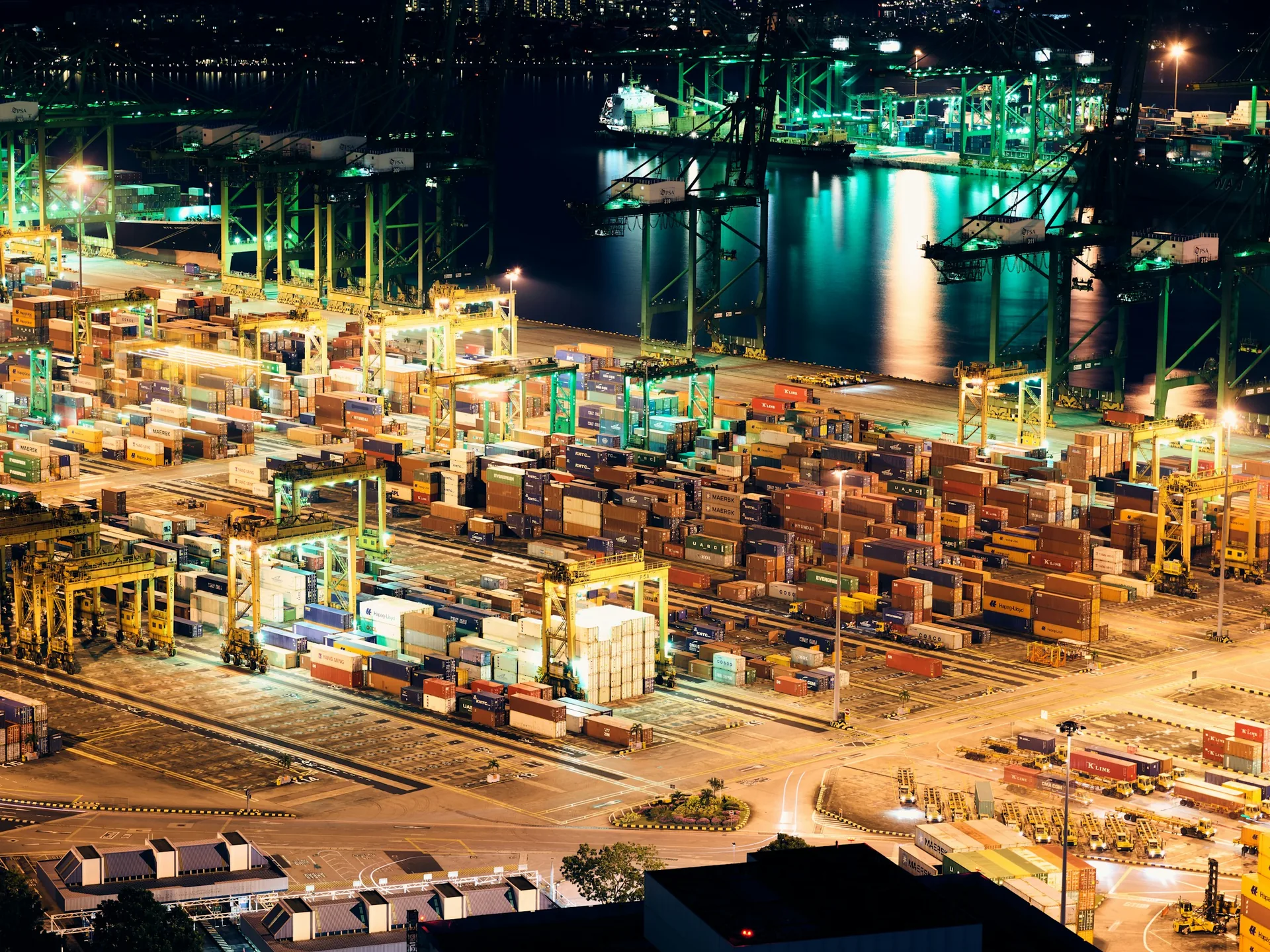 Illuminated port and logistics infrastructure